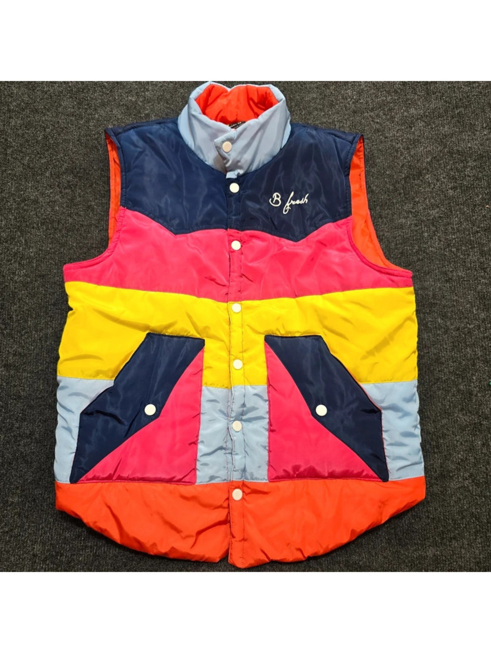 Bfresh Gear “The 77' Vest” Unisex Medium Cherry Color Block Ski Vest Retro